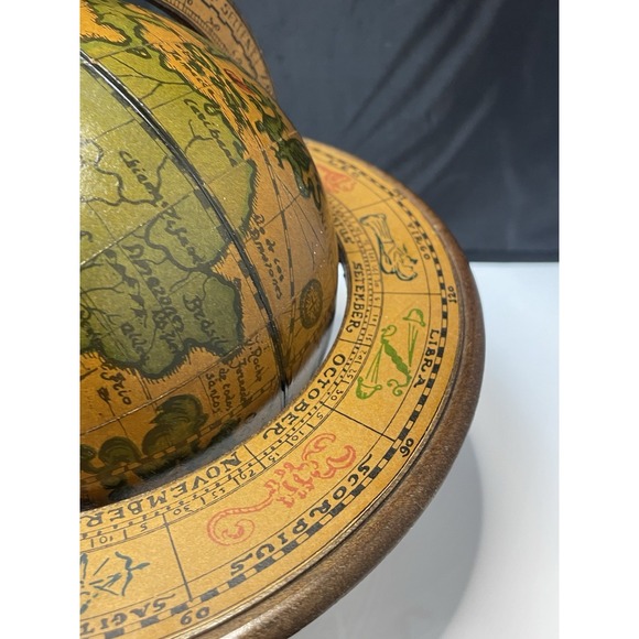 Vintage Wood Old World Globe Desktop Zodiac Astrology  Signs Made in Italy - Picture 6 of 16